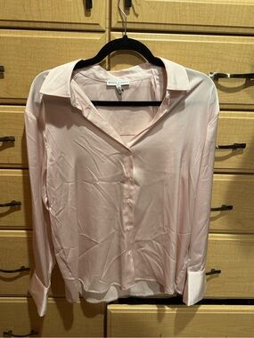 Maison d’Amelie Pale Pink Satin Button-Down Blouse